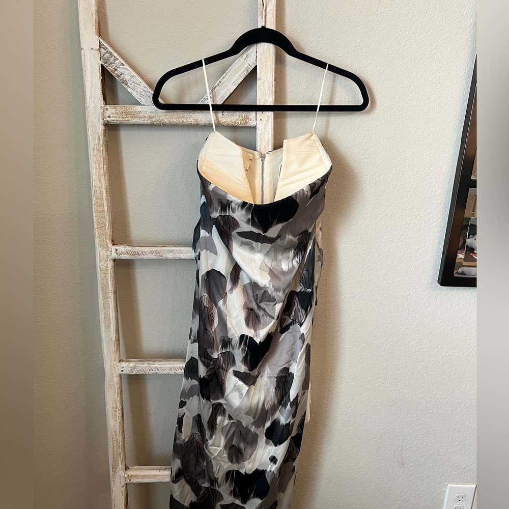 Helmut Lang Strapless Black and Gray Dress